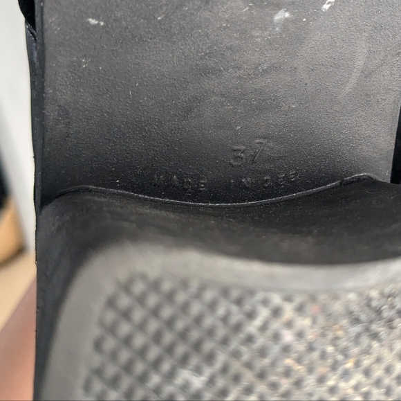 L'INTERVALLE Black Glossy Leather Block Heel Laces Shoes Square Tip Size 37 - Picture 8 of 10